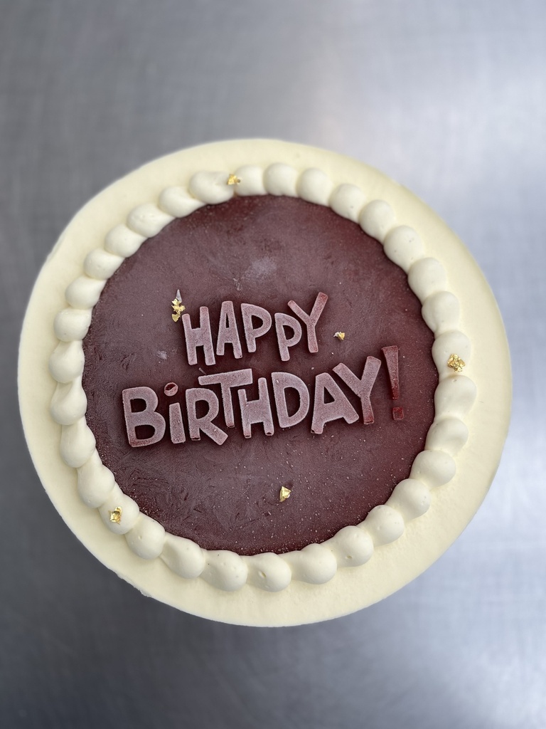 Verjaardagstaart witte chocolade framboos (8 pers)