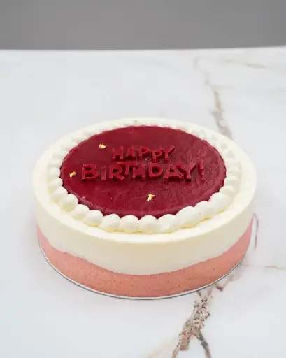 Verjaardagstaart witte chocolade framboos (8 pers)